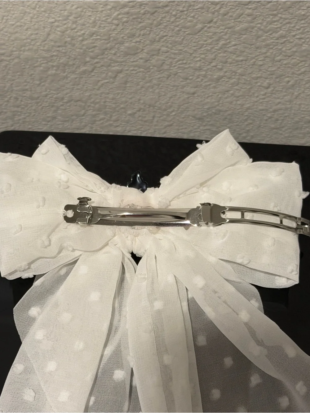 White Fabric “Marie” Bow Hair Clip